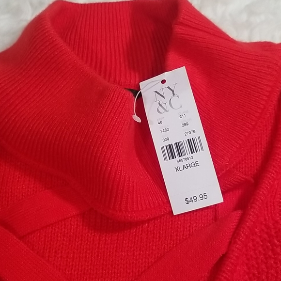 New York & Co Red Knitted Cowl Neck Sweater.  Size XL - Picture 8 of 11